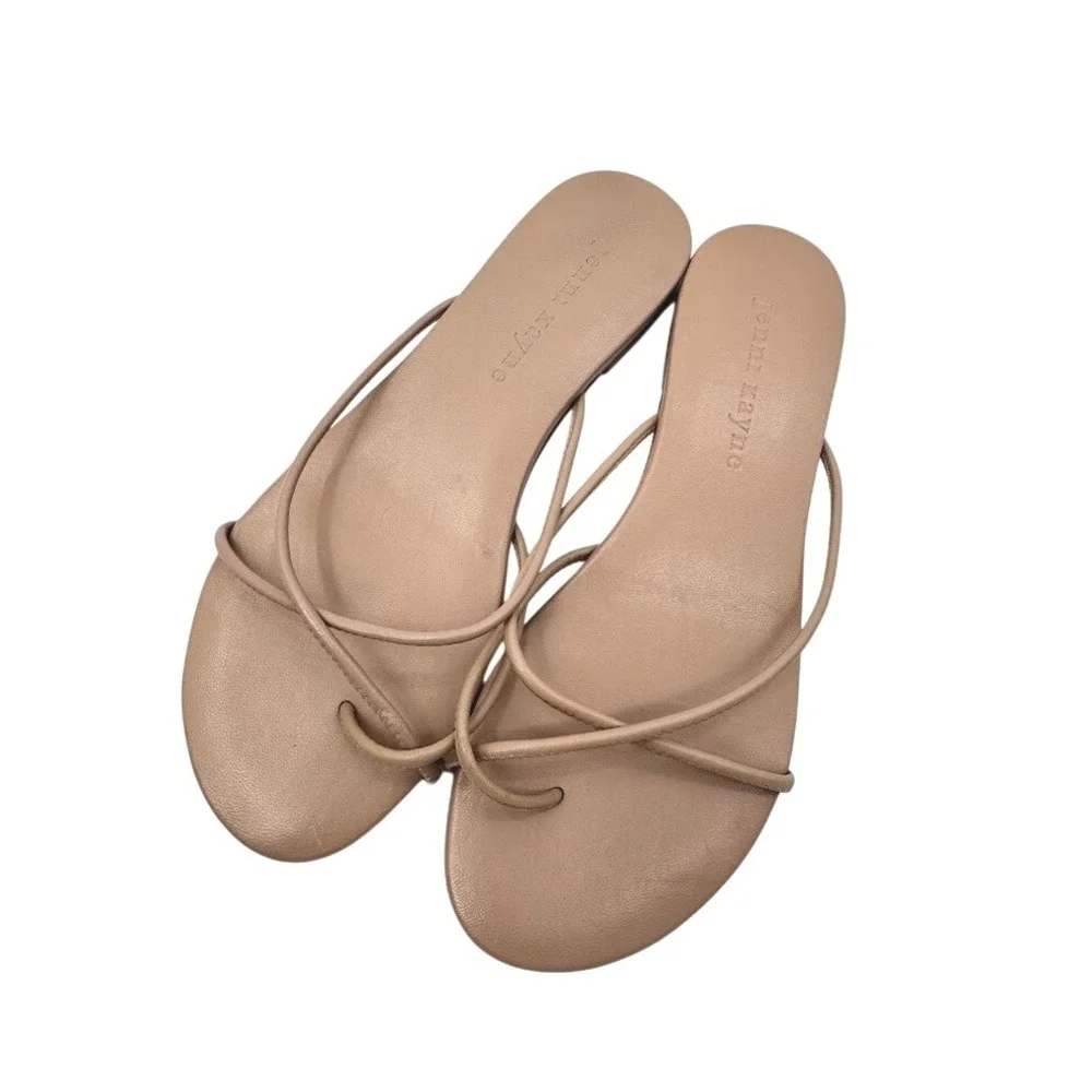 Jenni Kayne Eve Sandals Taupe Leather Thong Strappy Women Size 38